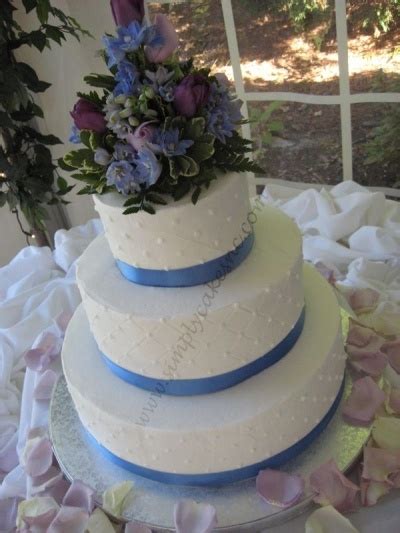 Quilted Buttercream Wedding Cake With Blue Ribbon By Loriemoms On