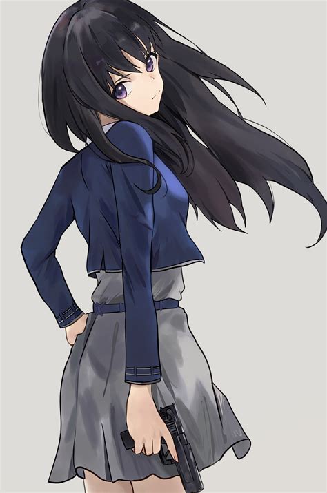 Fond Décran Anime Filles Anime Lycoris Recoil Inoue Takina Cheveux Longs Cheveux Noirs