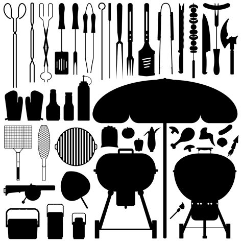 Barbecue Silhouette Vector Set Download Free Vectors Clipart