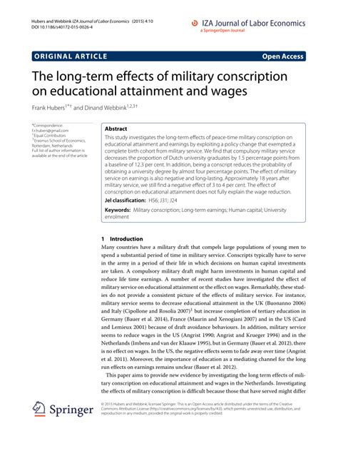 Pdf The Long Term Effects Of Military Conscription On Educational