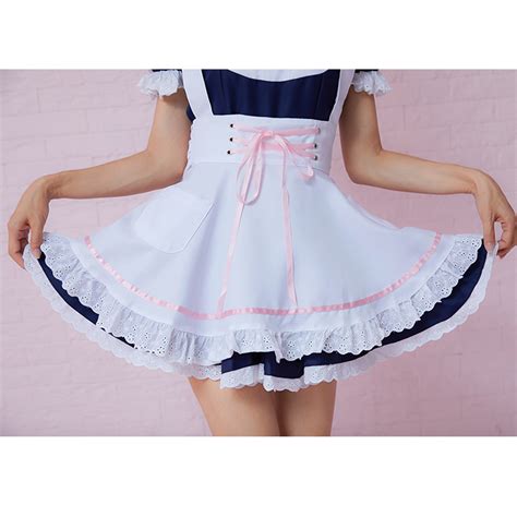 4pcs Adorable French Maid Ruffle Apron Mini Dress Anime Cosplay Fancy
