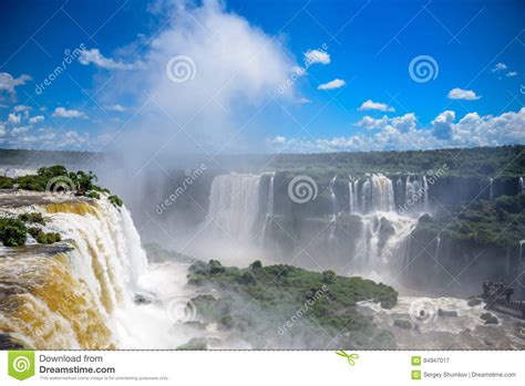 Aerial View Of Iguazu Falls One Of The Worlds Largest And