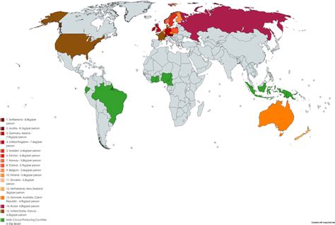 Major Chocolate Consuming And Cocoa Producing Countries Around The