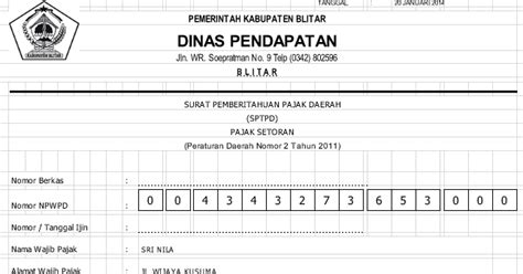Kelebihan menggunakan profile sekolah dari dapodik online. Download Apliksi SPTPD Pajak Mamin BOS Format Excel Cetak ...