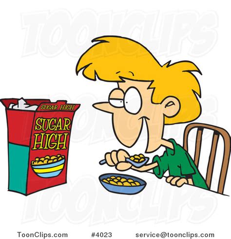 Cartoon Girl Eating Sugary Cereal 4023 By Ron Leishman