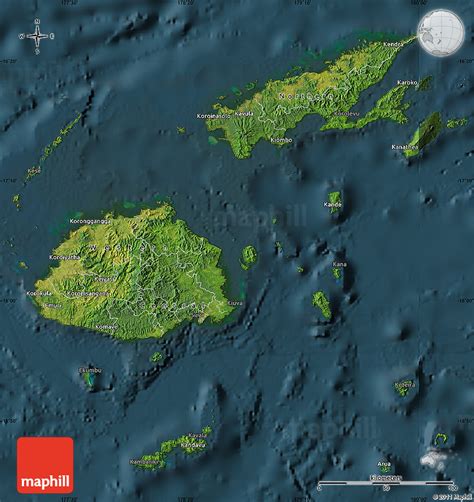 Satellite Map Of Fiji Darken