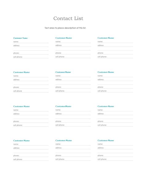 Phone Email Contact List Templates Word Excel Templatelab