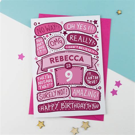 9th Omg Birthday Personalised Illustrated Card By A Is For Alphabet