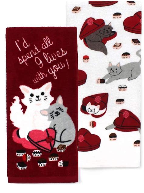 celebrate valentines day together celebrate valentine s day together cat kitchen towel 2 pack