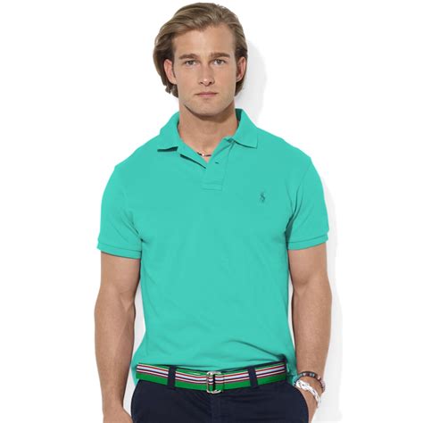 Ralph Lauren Classicfit Shortsleeved Mesh Polo Shirt In Blue For Men