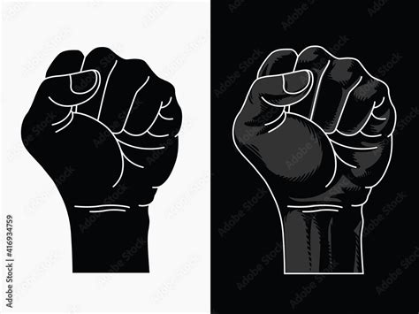Raised Fist Power Black Lives Matter Outline Transparent Background