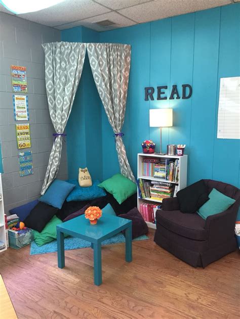 A decent book reading chair is one you can remain in for quite a long time. classroom reading nook -curved shower rod -curtains and ...