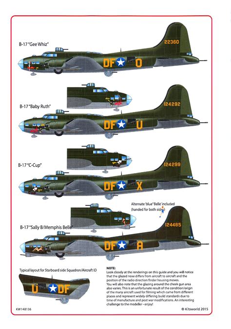 Kits World Decals 148 Boeing B 17 Flying Fortress Swamp Fire And Delta