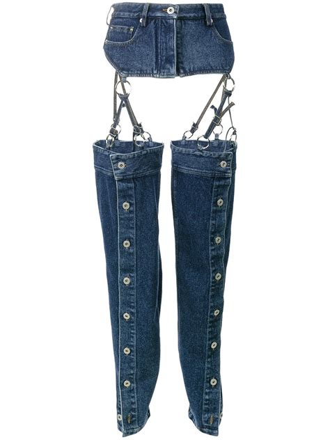 Lyst Y Project High Waisted Denim Chaps Women Cotton 36 In Blue