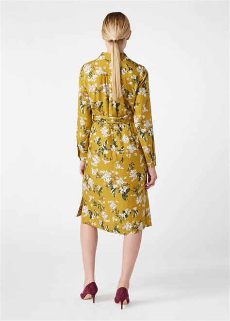 Hobbs Floral Silk Blend Jasmine Shirt Dress Midi Shirt Dress Long Sleeve Ebay