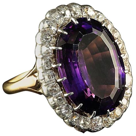 Antique Victorian Amethyst Diamond Ring Circa 1900 16 Carat Amethyst