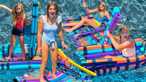 Last To Fall Off Their Pool Noodles Raft Challenge W The Shumway Show Youtube
