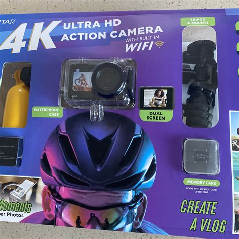 NEW Vivitar 4K Ultra HD Action Camera Bundle WiFi, 2 Screens + 64GB SD