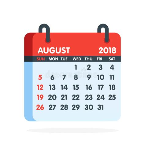 Calendario Por 2018 Años Mes Completo Del Icono De Agosto Ilustración