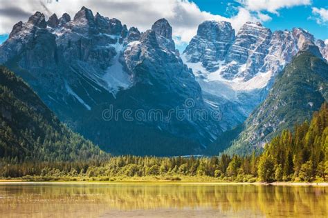 Beautiful Mountain Lake In Dolomites Stock Photo Image Of Relax