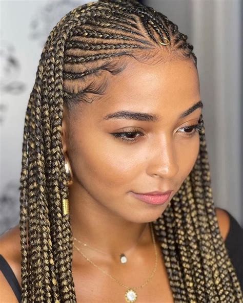 Fulani Braids With Blonde Highlights Feed In Braids Hairstyles Braided