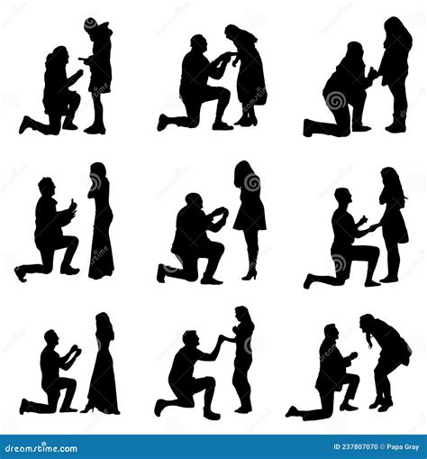 Marriage Proposal Silhouette Pack Stock Vector Illustration Of