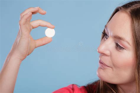 Woman With Painkiller Pill Tablet Health Care Stock Photo Image Of