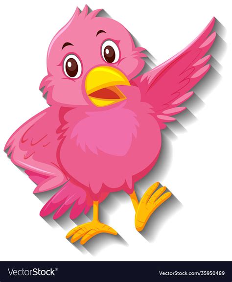 Cute Pink Bird Cartoon Character Royalty Free Vector Image