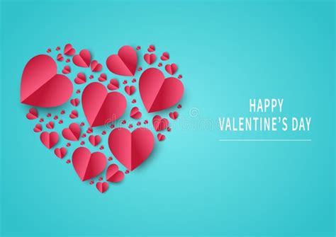 Valentine S Day Card Banner Template White Hearts Blue Background Stock Illustrations