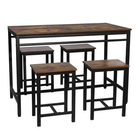 5 Piece Modern Industrial Style Dining Table Set Dining Room Home