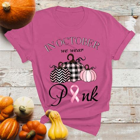 breast cancer awareness shirt in october we wear pink shirt etsy