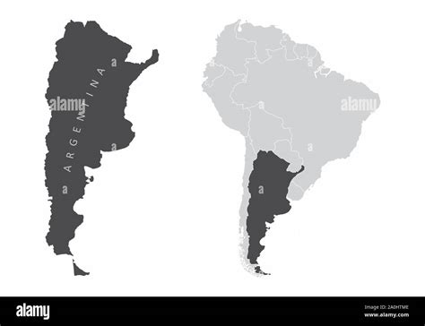 The Argentina Map And Its Location In South America Stock Vector Image