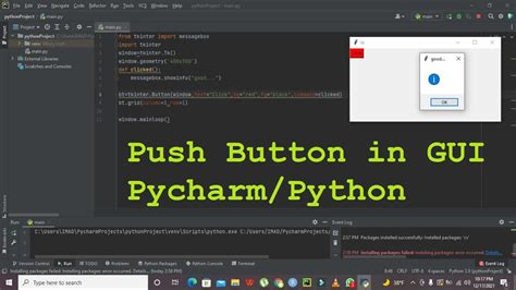 Push Button In Pycharm Gui Push Button In Python Gui Push Button Using Tkinter Python Youtube