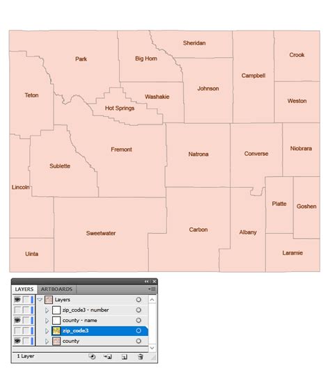 Wyoming Digit Zip Code And County Vector Map Your Vector Maps Hot Sex Picture