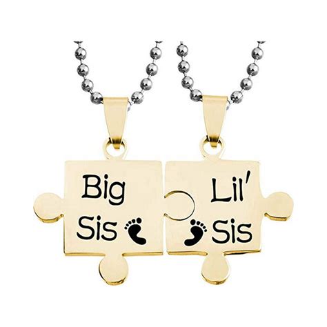 Gyouwnll Creative Lil Sis Big Sis Puzzles Complementary Sister Pendant