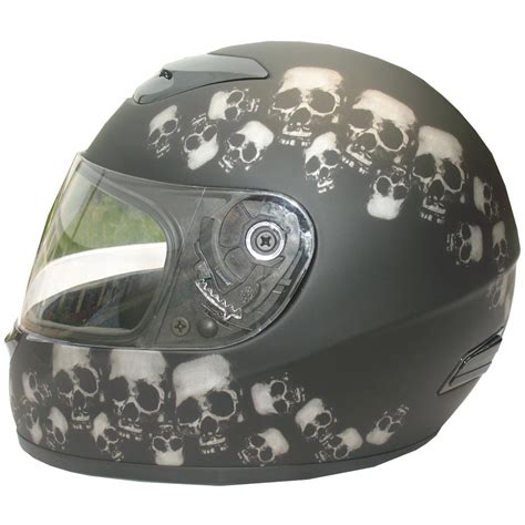 Dot Full Face Skull Pile Matte Motorcycle Helmet