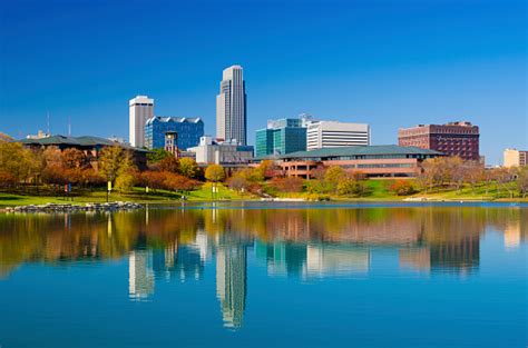 Omaha Skyline And Lake At Autumn Stock Photo Download Image Now Istock