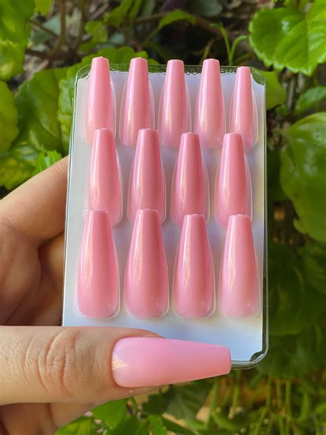 Light Pink Press On Nails Colorful Nails Glue On Nails Etsy