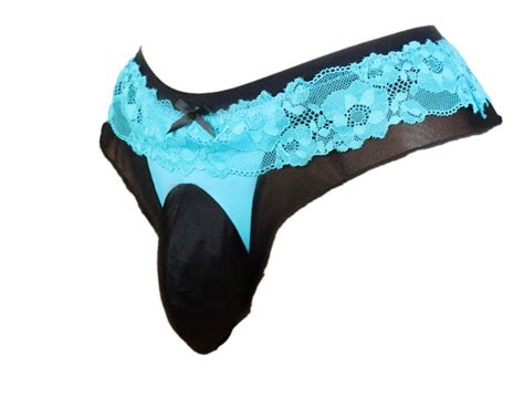 Buy Sissy Pouch Panties Mens Lace Thong G String Bikini Briefs Hipster Hot Underwear Sexy For