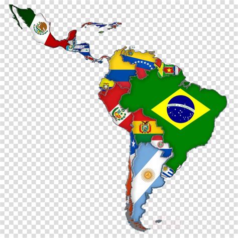 Latin America Map Flags Clipart Flags Of South America - Latin America png image