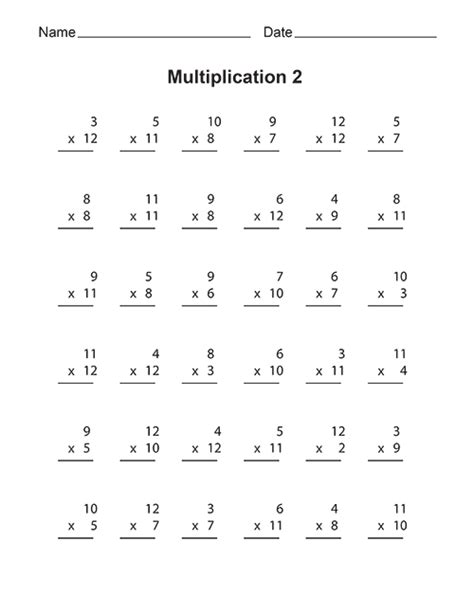 Multiplication Table 1 12 Worksheets 99worksheets Worksheets Library