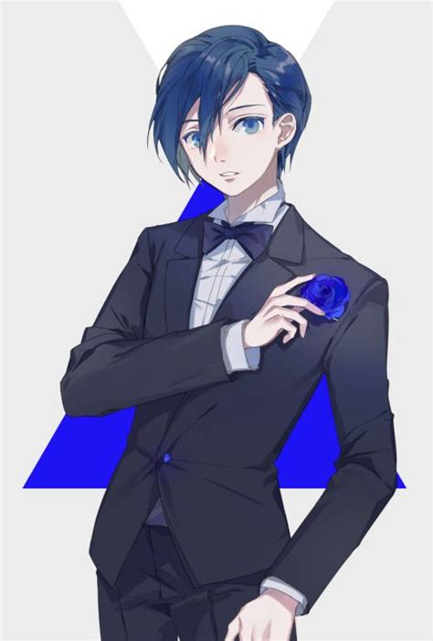 福寿 Blue Hair Anime Boy Anime Boy Hair Anime Guy Blue