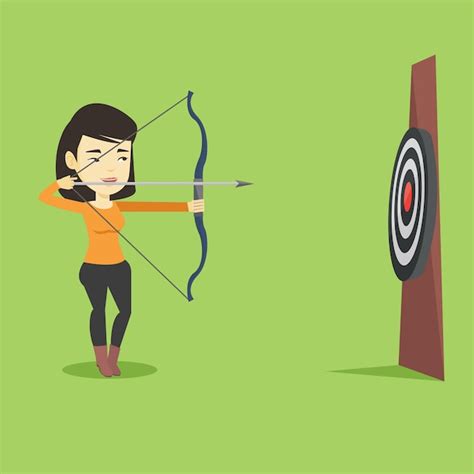 Premium Vector Archer Aiming With Bow And Arrow At The Target