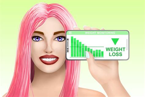 Concept Weight Loss Drawn Beautiful Girl On Colourful Background