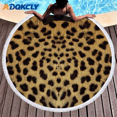 New Fashion Leopard Round Beach Towel Microfiber Printed Summer