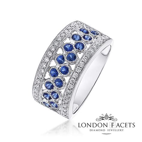 City of london, united kingdom. Roshni Blue Sapphire 18ct White Gold Diamond Half Eternity ...
