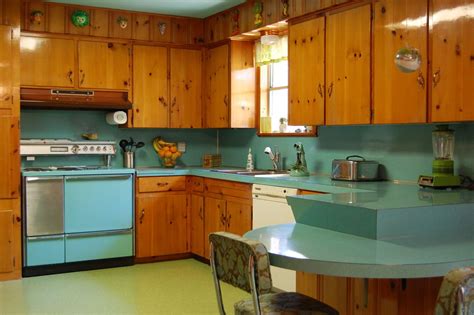 True Restored Mid Century Modern Kitchen With Knotted Pine And Light