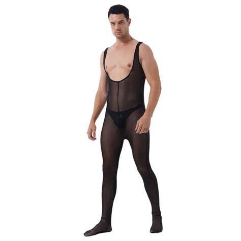 Mens See Through Mesh Body Stocking Pantyhose Bodysuit Custume Lingerie Clubwear 14 89 Picclick