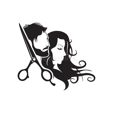 Logo Del Sal N De Belleza De Peluquer A Con Siluetas De Hombre Y Mujer