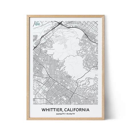 Whittier Map Poster Your City Map Art Positive Prints